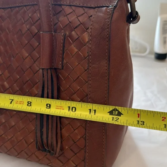 NOONDAY COLLECTION “Monterey” Russet Brown Leather Satchel with fringe - Picture 9 of 12